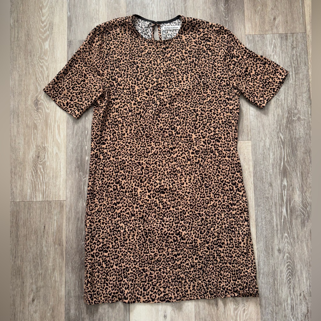 Reformation Beth Bengal Leopard Print Shirt Mini Dress Size S